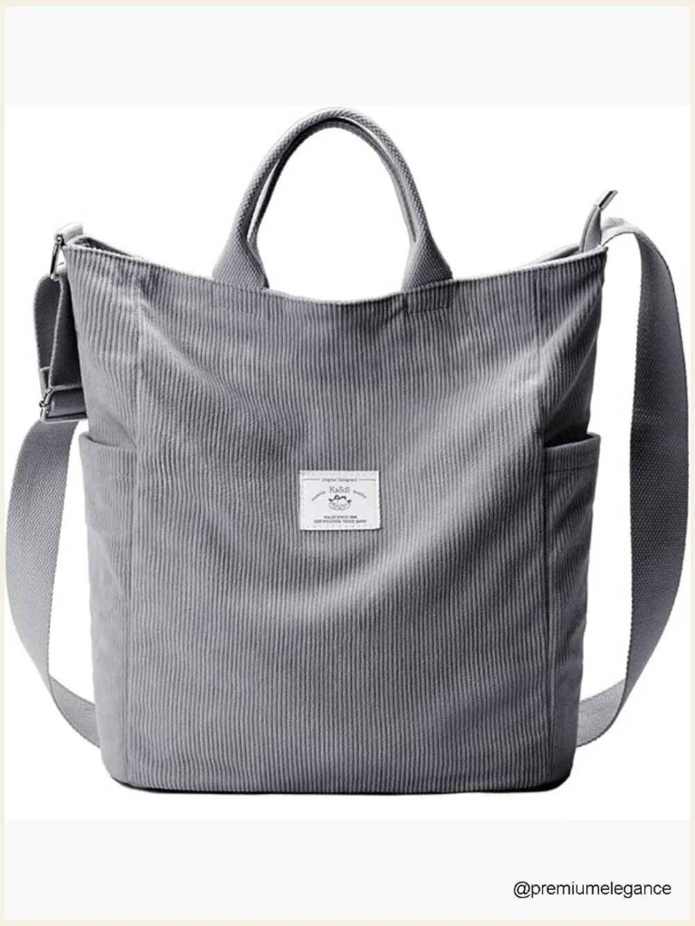 Corduroy Tote Bag Large Messenger Shoulder Hobo Crossbody Zipper Work Shopping